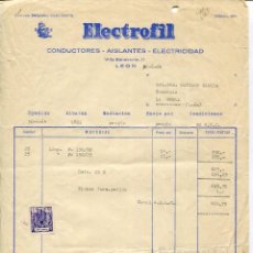 Facturas antiguas: LEÓN- ELECTROFIL-CONDUCTORES AISLANTES ELECTRICIDAD- AÑO 1964. Lote 248261260