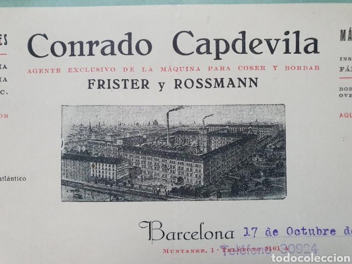 Facturas antiguas: CONRADO CAPDEVILA. BARCELONA 1929. ANTIGUA FACTURA.