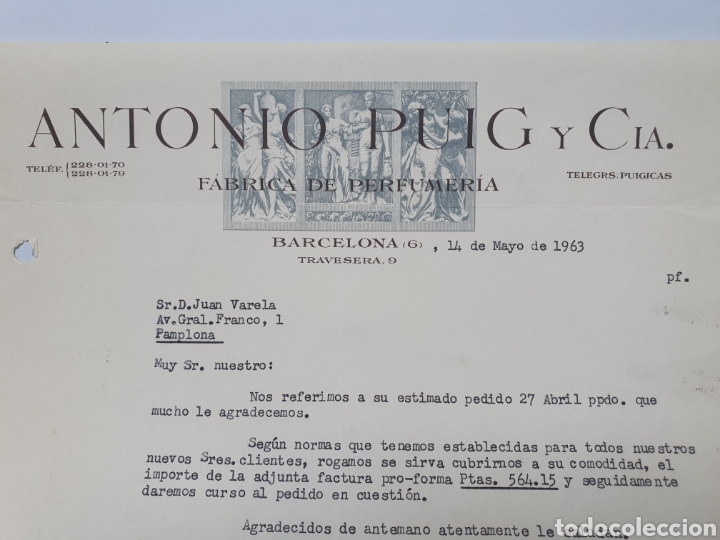 Facturas antiguas: ANTONIO PUIG. FABRICA DE PERFUMERIA. ANTIGUA FACTURA 1963. BARCELONA.