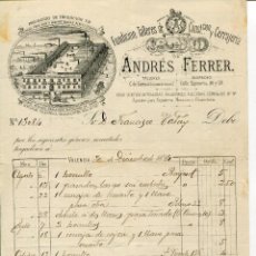 Facturas antiguas: VALENCIA-FUNDICIÓN TALLERES Y CERRAJERÍA ANDRÉS FERRER-AÑO 1894