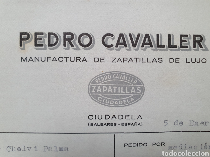 Factures anciennes: PEDRO CAVALLER. MANUGACTURAS DE ZAPATILLAS DE LUJO. CIUDADELA. BALEARES. FACTURA 1961.