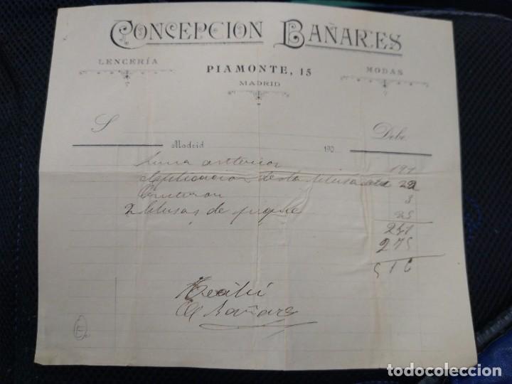 Facturas antiguas: Concepci&oacute;n Ba&ntilde;ares Piamonte 15 Madrid. - Foto 1