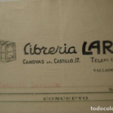 Facturas antiguas: FACTURA LIBRERIA LARA - VALLADOLID - AÑO 1943
