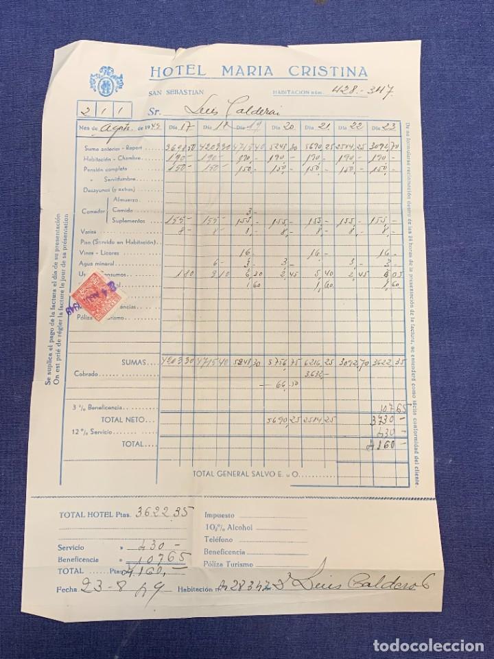 Old Invoices: FACTURA HOTEL MARIA CRISTINA 24/8/1949 31X21CMS