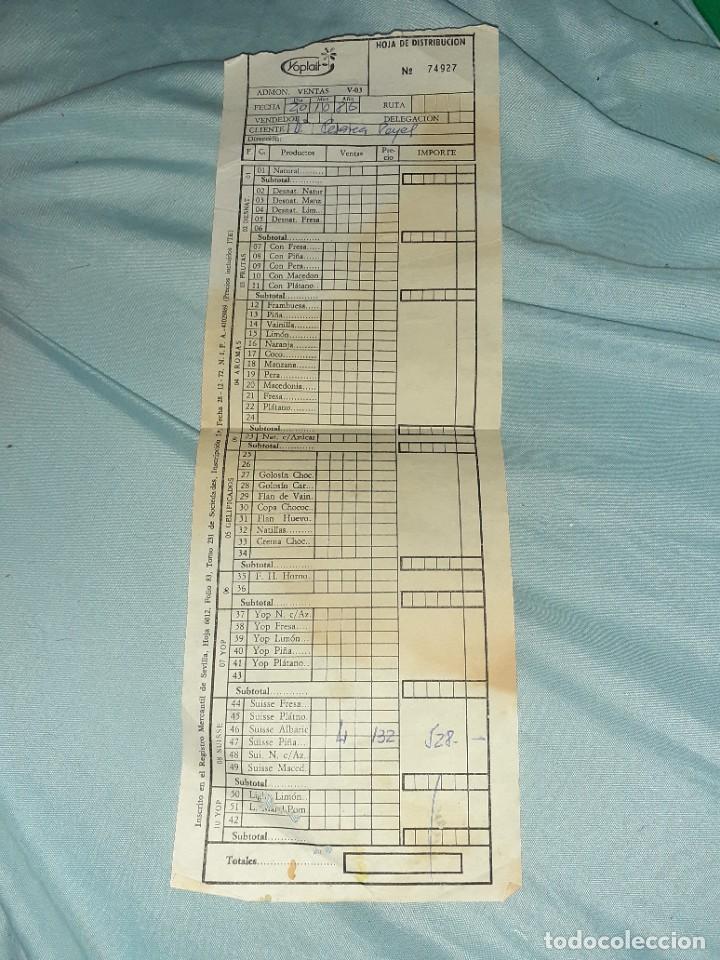 Facturas antiguas: Antiguo recibo factura de yogur yogurt yoplait a&ntilde;o 1986 usado