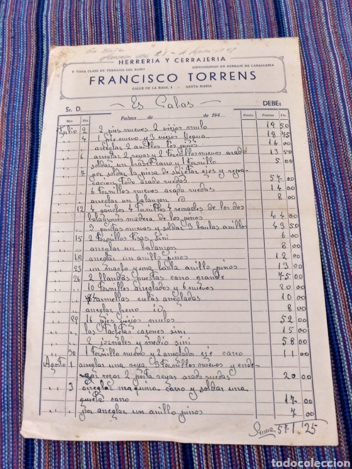 Old Invoices: HERRER&Iacute;A Y CERRAJER&Iacute;A FRANCISCO TORRENS SANTA MAR&Iacute;A DEL CAM&Iacute; MALLORCA
