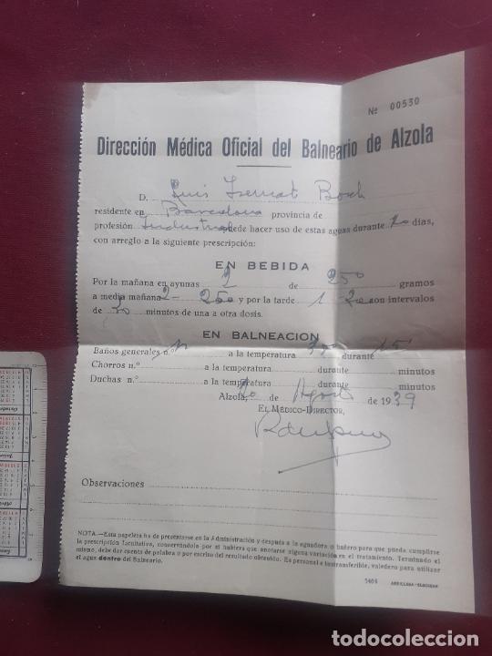Facturas antiguas: Balneario de Alzola. Documento 1939