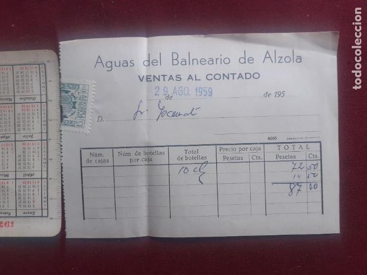Facturas antiguas: Balneario de Alzola. Factura