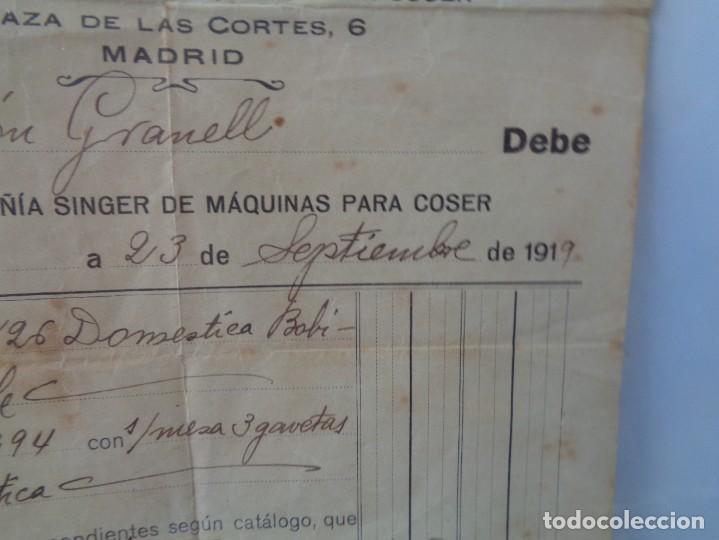 Facturas antiguas: &iexcl;&iexcl; RECIBO, COMPRA MAQUINA SINGER. A&Ntilde;O 1919. !! - Foto 2