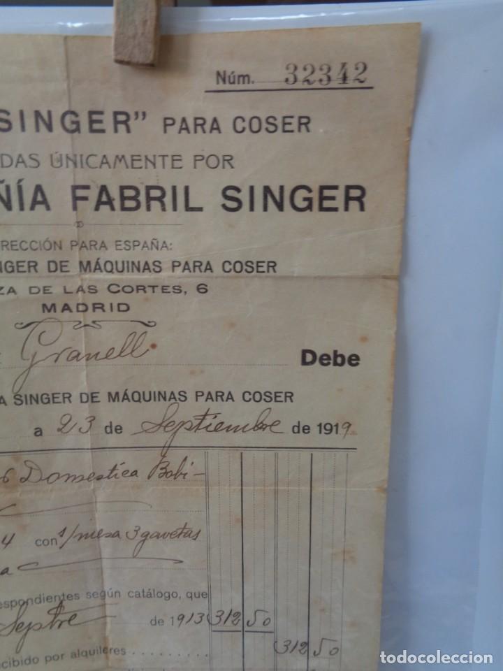 Facturas antiguas: &iexcl;&iexcl; RECIBO, COMPRA MAQUINA SINGER. A&Ntilde;O 1919. !! - Foto 5