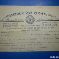 Facturas antiguas: DOCUMENTO FACTURA - MANUFACTURAS ROYAL - BISUTERIA Y CELULOIDE - BARCELONA 1924 -