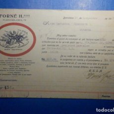 Facturas antiguas: DOCUMENTO FACTURA - FORNÉ HNOS - FLORIDABLANCA, 79 - BARCELONA - 1917