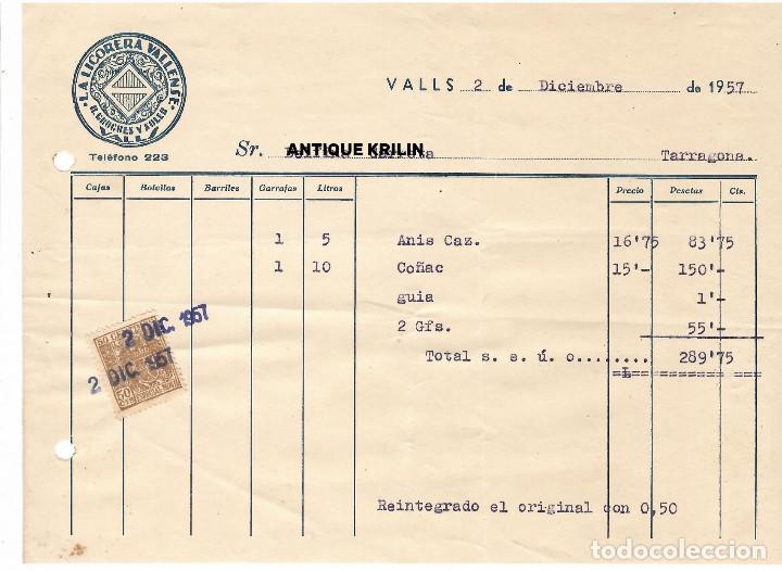 Facturas antiguas: VALLS / LA LICORERA VALLENSE 1957 - Foto 1
