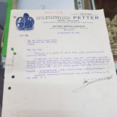 Facturas antiguas: ANTIGUA CARTA COMERCIAL MOTORES ACEITES PESADOS PETTER MEDINA ESPERON MADRID 1927