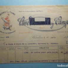 Facturas antiguas: FACTURA - CARTA - LLIRÓ Y CAMPS - CARTONES Y EMBALAJES - UNIVERSIDAD 108-110 - BARCELONA - AÑO 1920