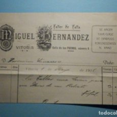 Facturas antiguas: FACTURA - TALLER DE TALLA MIGUEL FERNÁNDEZ - FUEROS, 6 - VITORIA - AÑO 1917