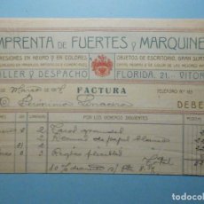 Facturas antiguas: FACTURA - IMPRENTA DE FUERTES Y MARQUINEZ - FLORIDA, 21 - VITORIA - AÑO 1917