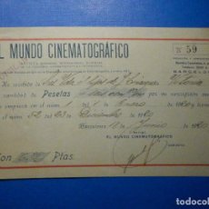 Facturas antiguas: RECIBO - EL MUNDO CINEMATOGRÁFICO - RAMBLA CANALETAS, 4 - AÑO 1920