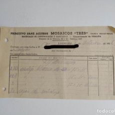 Facturas antiguas: FACTURA RECIBO MOSAICOS TRES LOGROÑO 1955. TDKP19C
