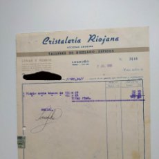 Facturas antiguas: FACTURA RECIBO CRISTALERIA RIOJANA. 1956. TDKP19C