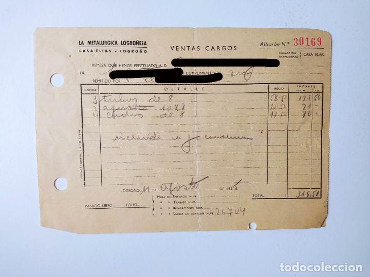 Facturas antiguas: FACTURA RECIBO CASA ELIAS METARLUGICA LOGROÑESA. 1955. TDKP19E - Foto 1 - 303469063