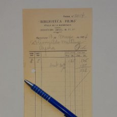 Facturas antiguas: BIBLIOTECA FILMS TITULO DE LA SUPREMACÍA BARCELONA 1924. Lote 310976038