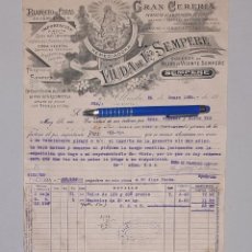 Facturas antiguas: ALBAIDA REMEDIADORA GRAN CERERIA VIUDA DE FRANCISCO SEMPERE 1926 VALENCIA. Lote 313911688