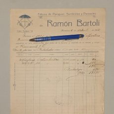 Facturas antiguas: FABRICA DE PARAGUAS SOMBRILLAS Y PARASOLES RAMON BARTOLI BARCELONA 1925. Lote 313913358