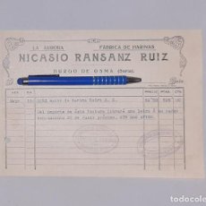 Facturas antiguas: LA AURORA FABRICA DE HARINAS DE NICASIO RANSANZ RUIZ BURGO DE OSMA SORIA 1925. Lote 313915513