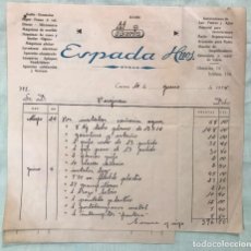 Facturas antiguas: FACTURA DE ESPADA HERMANOS - INSTALACIONES LUZ, FUERZA Y AGUA - CERVERA (LERIDA)1955.