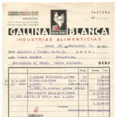 Facturas antiguas: FACTURA GALLINA BLANCA BARCELONA REUS 1951 TIMBRE FISCAL ESPECIAL MOVIL 75 CENTIMOS. Lote 316114488