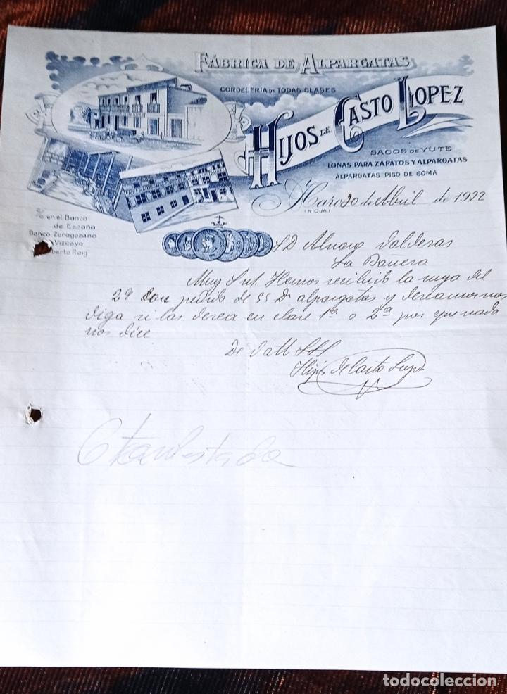 Factures anciennes: ANTIGUA CARTA COMERCIAL HIJOS DE CASTO LOPEZ DE HARO