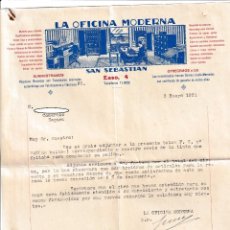 Facturas antiguas: CARTA COMERCIAL + FACTURA 1931 / LA OFICINA MODERNA - SAN SEBASTIÁN / COMERCIO SEGURA. Lote 320132568