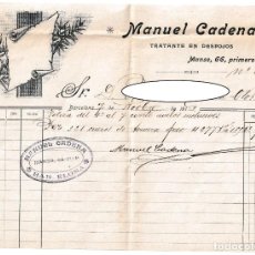 Facturas antiguas: FACTURA DE 1913 BARCELONA / MANUEL CADENA - TRATANTE EN DESPOJOS. Lote 320138323