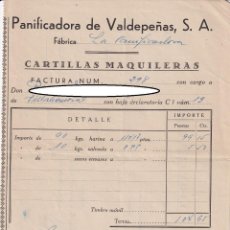 Facturas antiguas: FACTURA VALDEPEÑAS 1947 / PANIFICADORA DE VALDEPEÑAS, S.A. - FÁBRICA LA PANIFICADORA. Lote 320417078