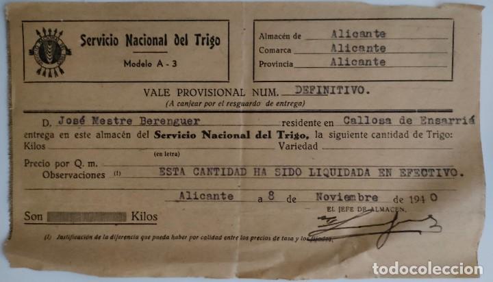 Facturas antiguas: CALLOSA D ENSARRIA lote de 2 1940 - Foto 2