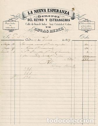 Alte Rechnungen: FACTURA LA NUEVA ESPERANZA LUCAS HERCE (C&Aacute;DIZ 11 JUNIO 1859) FACTURA-09