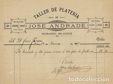 Alte Rechnungen: FACTURA TALLER DE PLATER&Iacute;A JOSE ANDRADE (C&Aacute;DIZ 19.03.1899) FACTURA-12