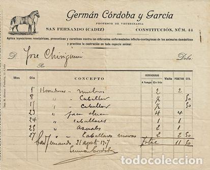 Alte Rechnungen: FACTURA GERM&Aacute;N C&Oacute;RDOBA Y GARC&Iacute;A (SAN FERNANDO 31.08.1907) FACTURA-15