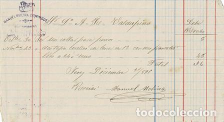 Old Invoices: FACTURA MANUEL MOLINA DOM&Iacute;NGUEZ GUARNICIONES (C&Aacute;DIZ 1900) FACTURA-27