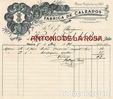 Old Invoices: FACTURA FABRICA DE CALZADOS ANTONIO DE LA ROSA (C&Aacute;DIZ 5.04.1905) FACTURA-31