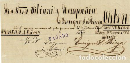 Old Invoices: FACTURA SIBIANI Y COMPA&Ntilde;&Iacute;A (C&Aacute;DIZ 1.01.1890) FACTURA-32