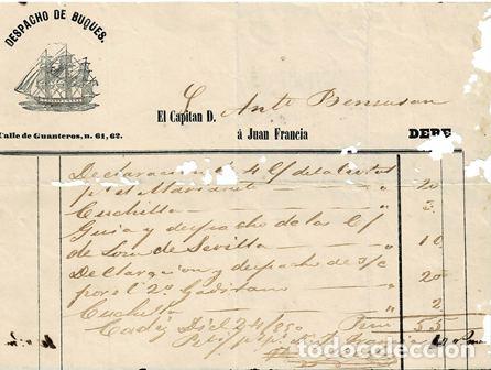 Factures anciennes: FACTURA DESPACHO DE BUQUES JUAN FRANCIA (C&Aacute;DIZ, 24.12.1850) FACTURA-41