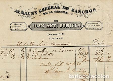 Old Invoices: FACTURA ALMAC&Eacute;N GENERAL DE RANCHOS JUAN ANTONIO BONILLA. (C&Aacute;DIZ 30.11.1894) FACTURA-43