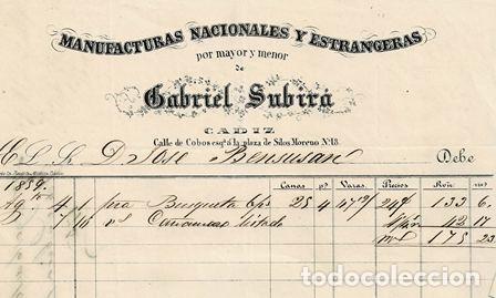 Old Invoices: FACTURA MANUFACTURAS NACIONALES Y ESTRANGERAS GABRIEL SUBIRA FACTURA-46