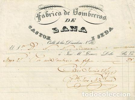 Old Invoices: FACTURA F&Aacute;BRICA DE SOMBREROS DE LANA. CASTOR Y SEDA (C&Aacute;DIZ 25.06.1842) FACTURA-48