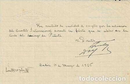 Old Invoices: FACTURA FIESTAS (C&Aacute;DIZ 1.03.1925) FACTURA-51