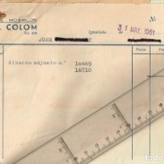 Facturas antiguas: 1961 2 FACTURAS FÁBRICA DE MOSAICOS MANUEL COLOM IGUALADA CON TRES ALBARANES (2 Y 1). Lote 343593153