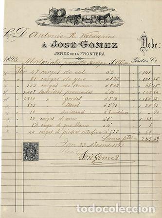 Facturas antiguas: FACTURA JOS&Eacute; G&Oacute;MEZ (JEREZ 23.11.1891) FACTURA-263