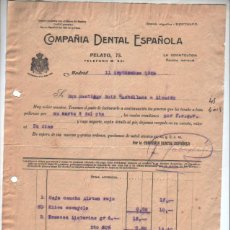 Factures anciennes: 1924 - COMPAÑIA DENTAL ESPAÑOLA, LA ODONTOLOGIA REVISTA MENSUAL - MADRID - ANTIGUA FACTURA. Lote 347892653